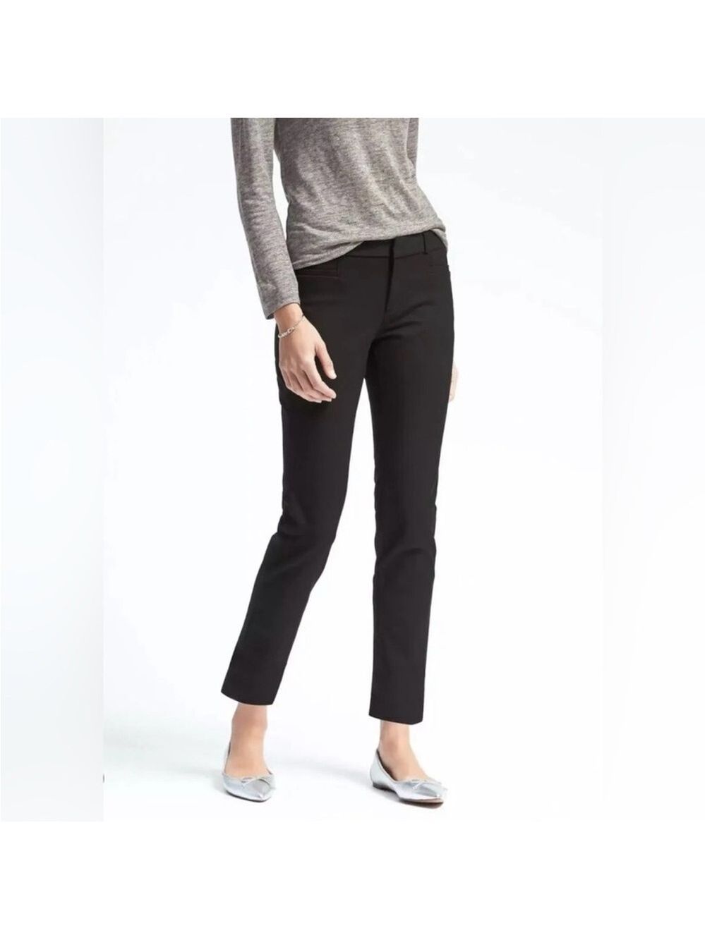 Banana Republic Black Sloan Fit Ankle Pants Crop Slim Leg, Size 14